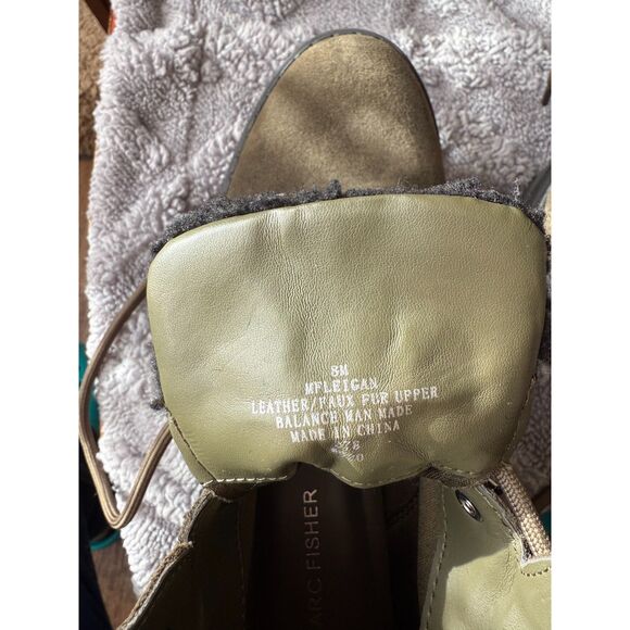 Marc Fisher Leather Army Green/Faux Fur/Suede Lace Up Boot sz 8 Women's - Picture 3 of 8